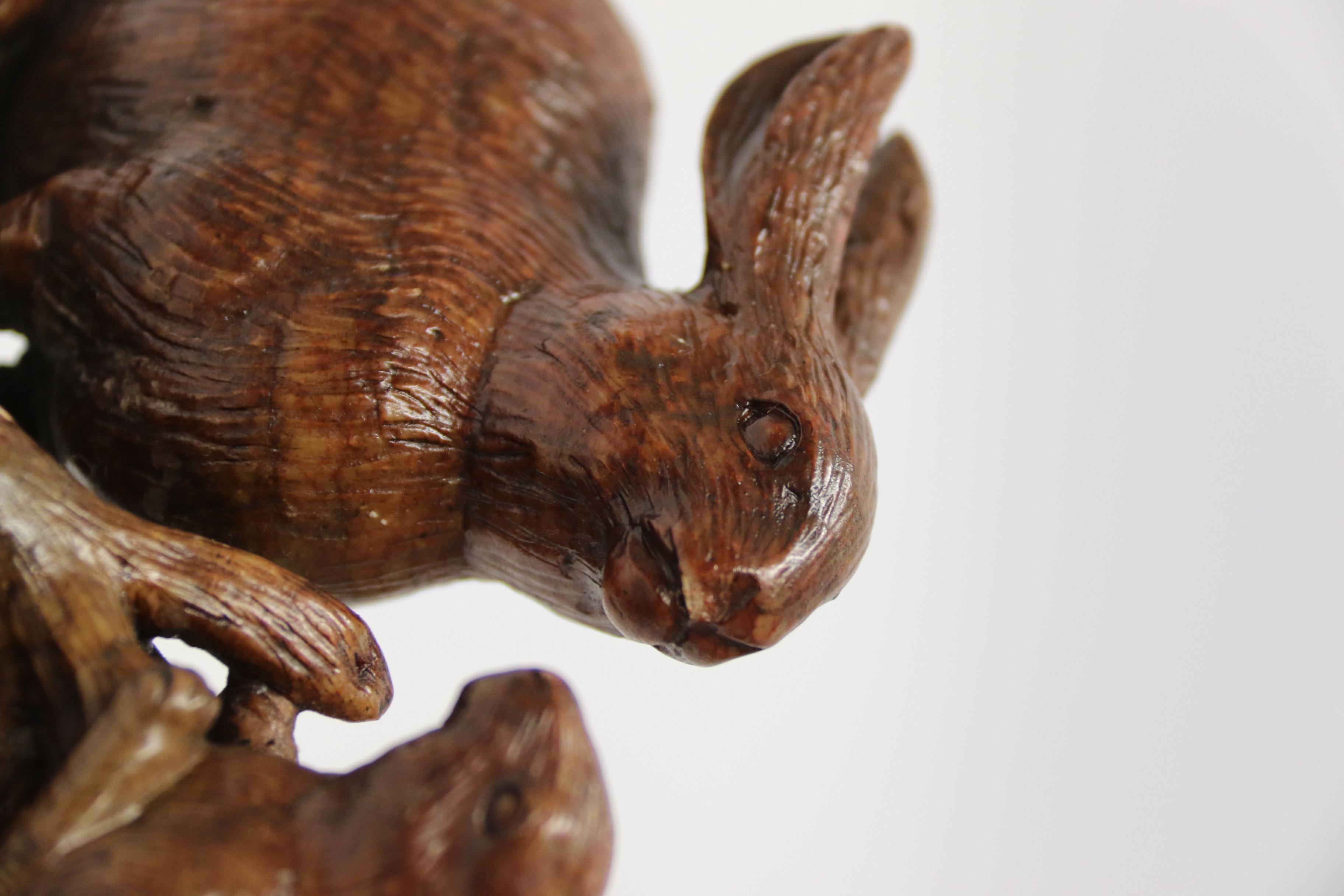 19th Century Chinese Carved Soapstone Rabbit Group, circa 1900 For Sale 3