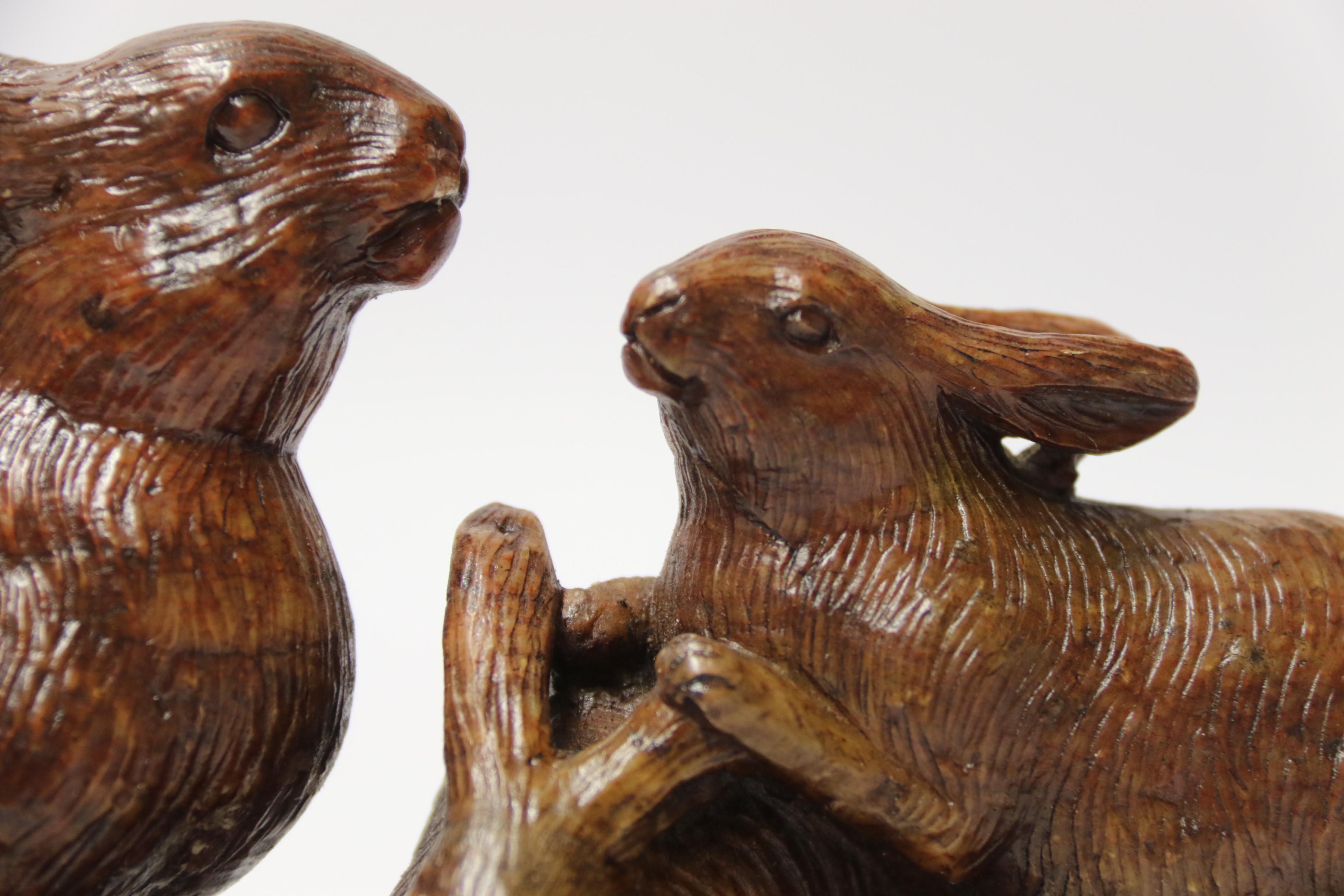 19th Century Chinese Carved Soapstone Rabbit Group, circa 1900 For Sale 4