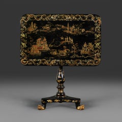 A 19th Century Chinese Export Black Lacquer Tilt Top Occasional Table