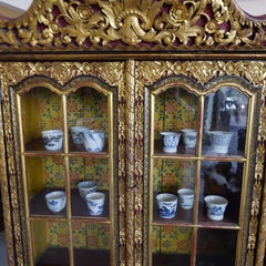 A 19th Century Chinese Export Carved lacquer Paint and Gilt