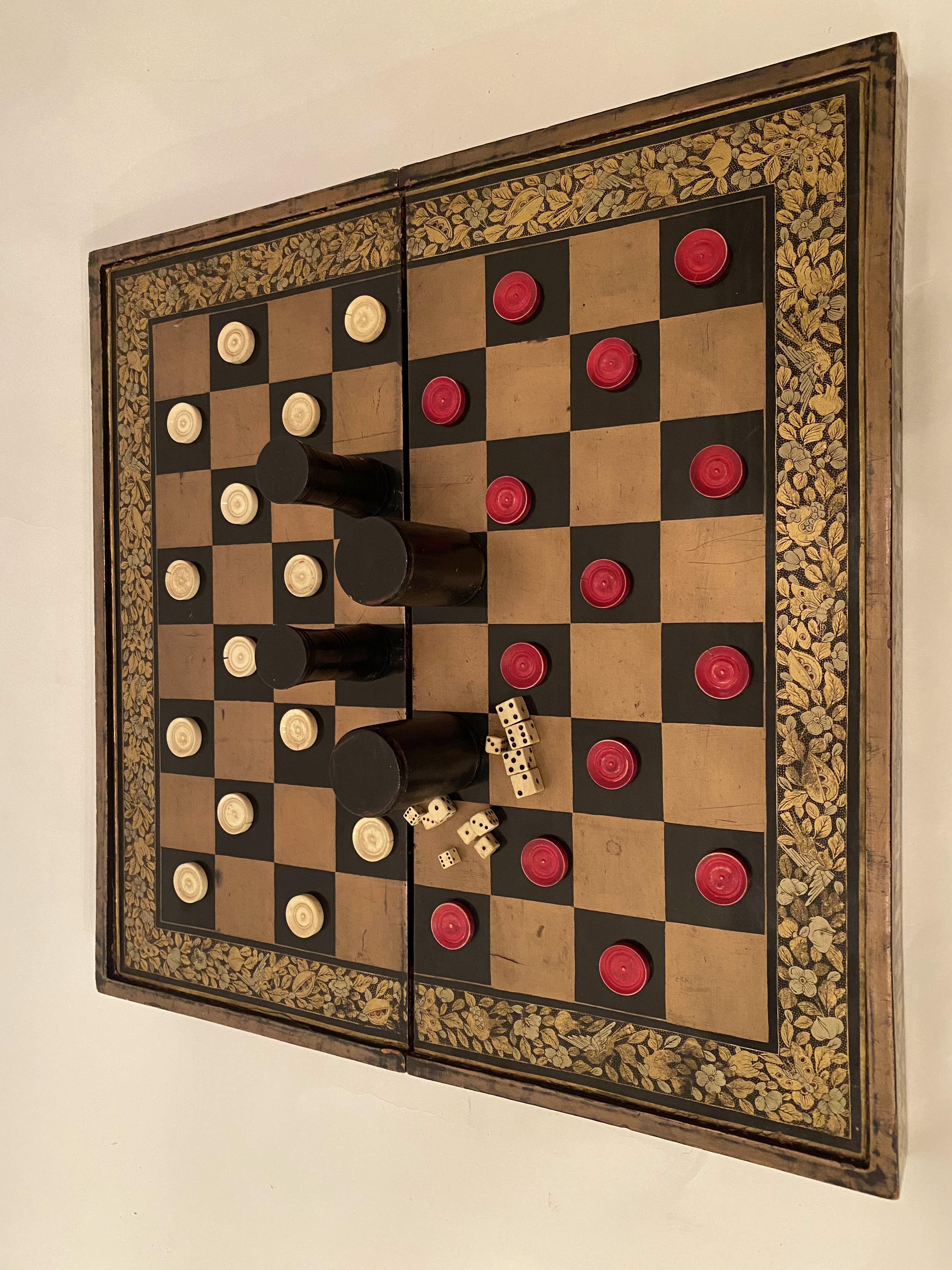 19th Century Chinese Export Lacquer Chess and Backgammon Board For Sale 5