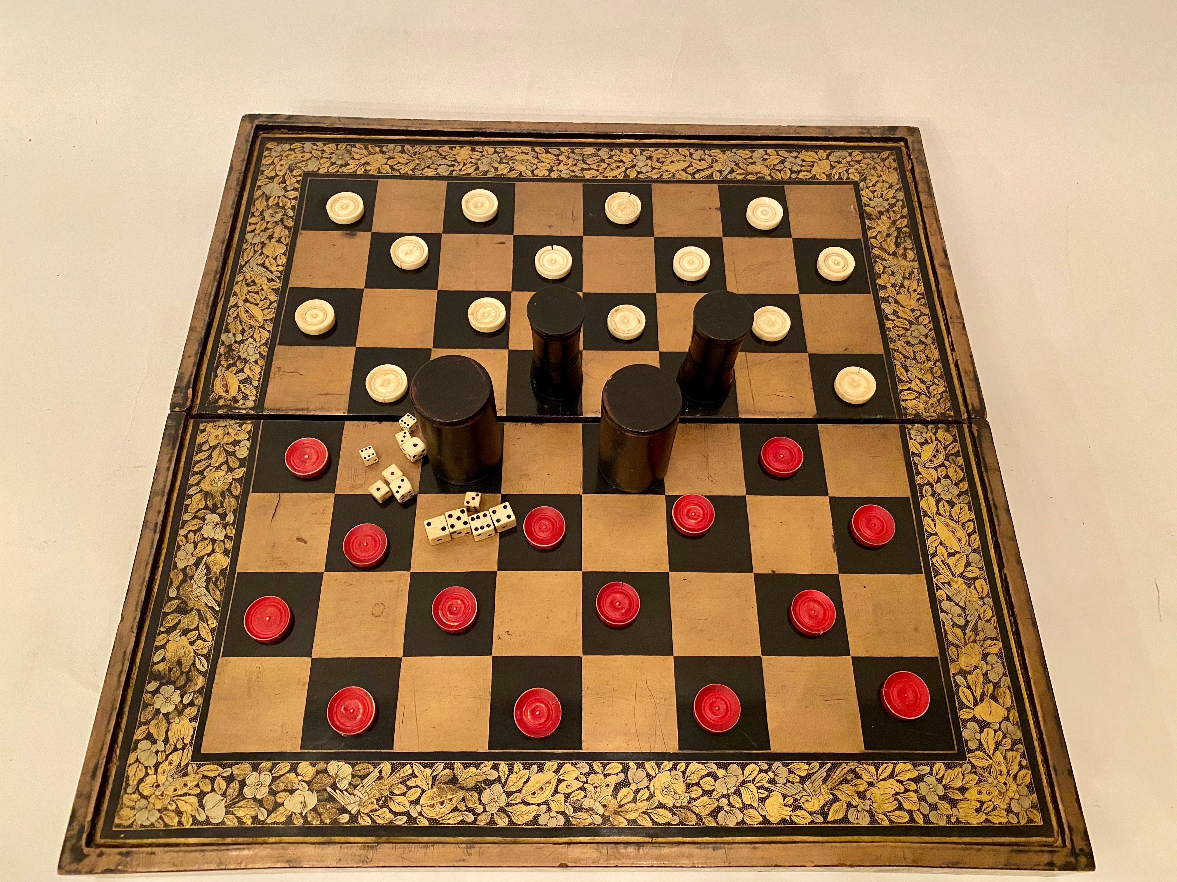 19th Century Chinese Export Lacquer Chess and Backgammon Board For Sale 6