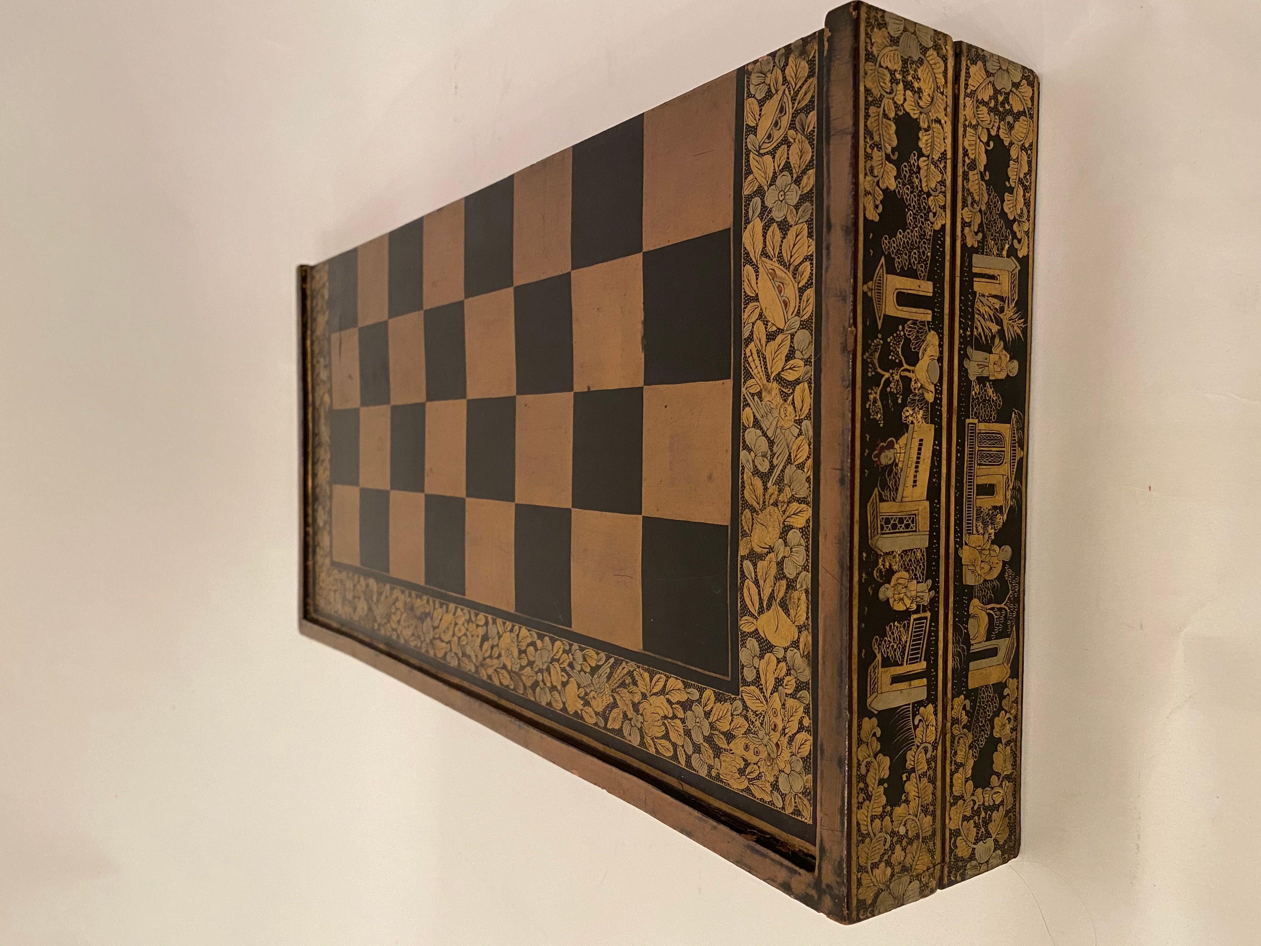Qing 19th Century Chinese Export Lacquer Chess and Backgammon Board For Sale