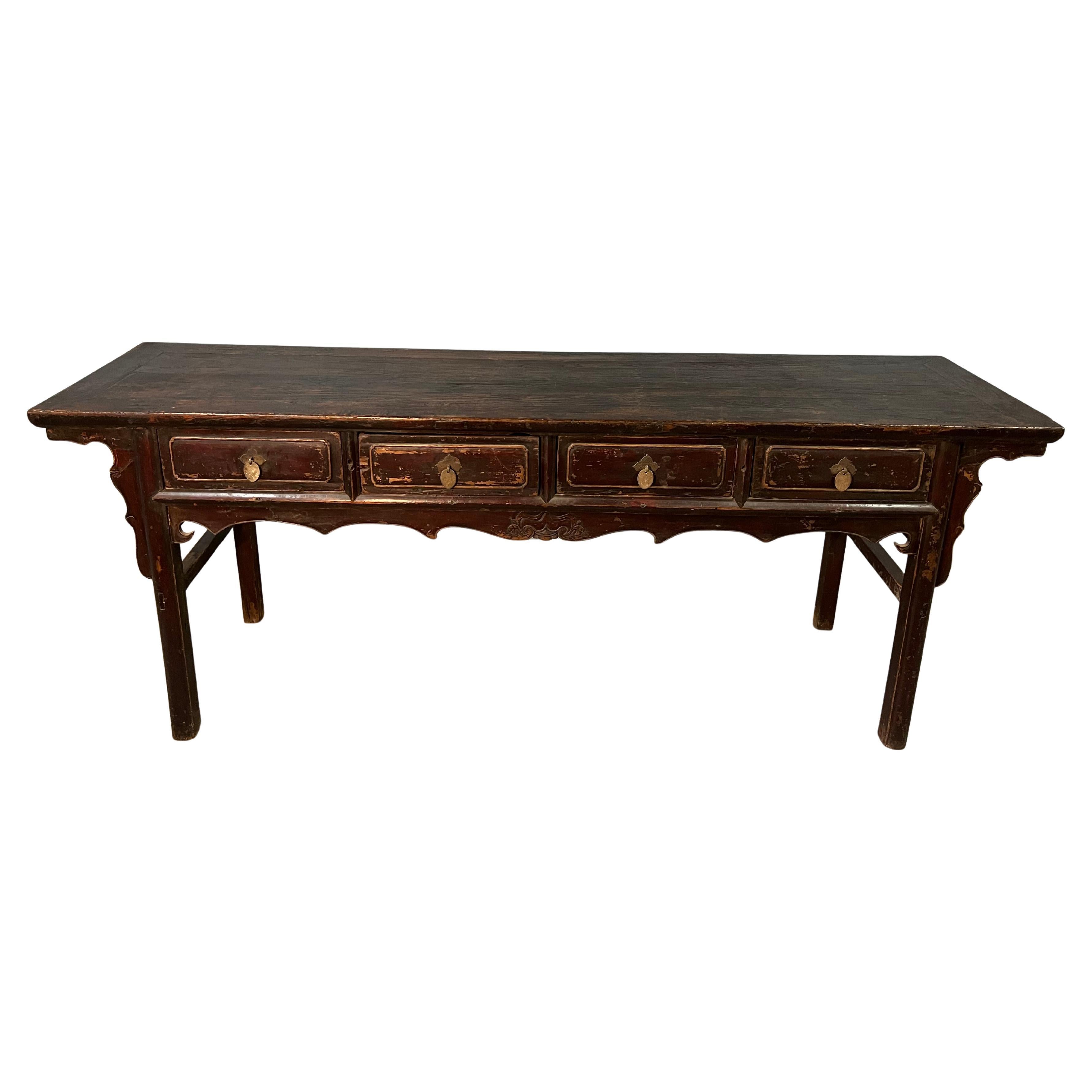 A 19th Century Chinese Lacquered Elm Wood Console Table