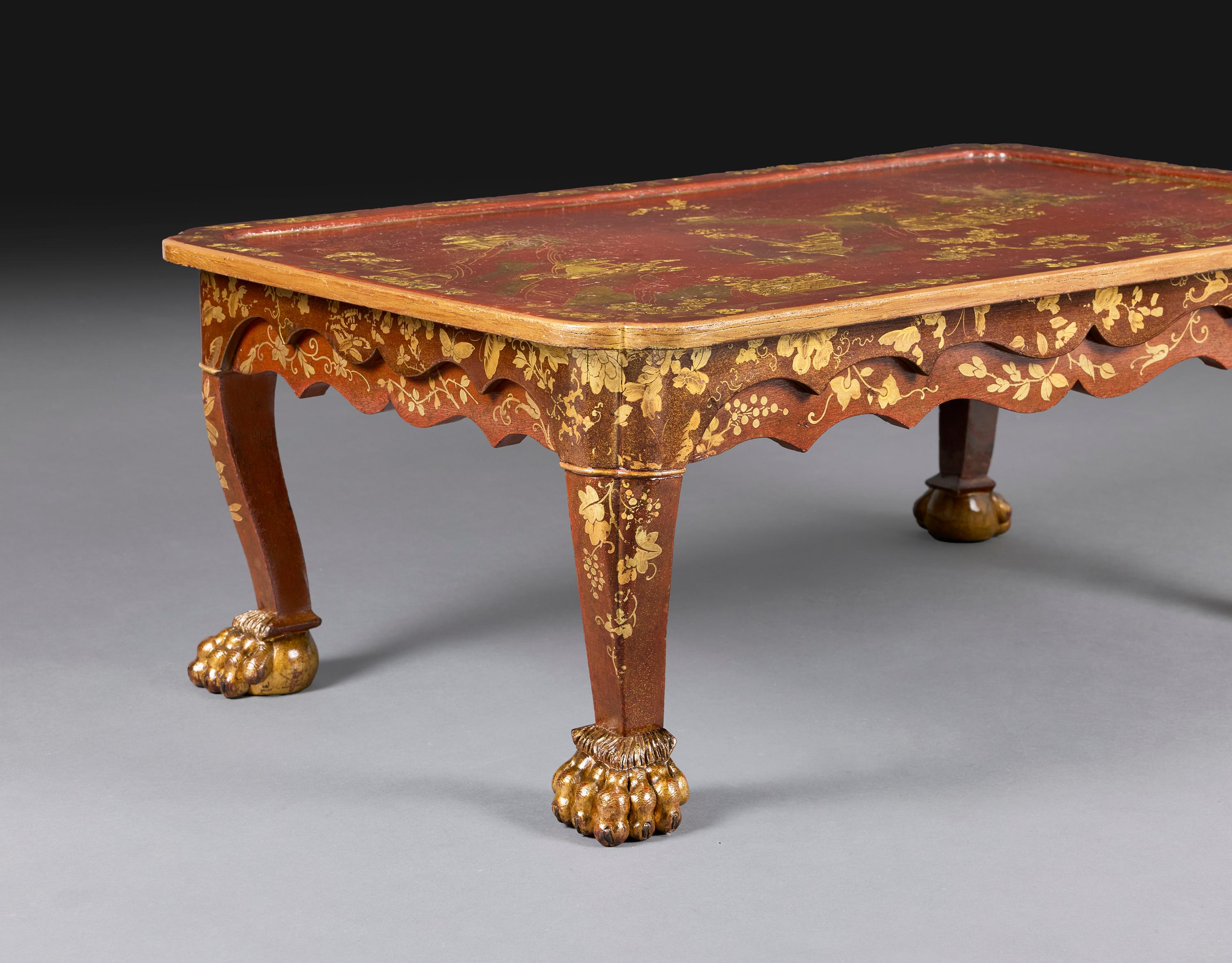 A 19th Century Chinese Red Lacquer Coffee Table In Good Condition For Sale In London, GB