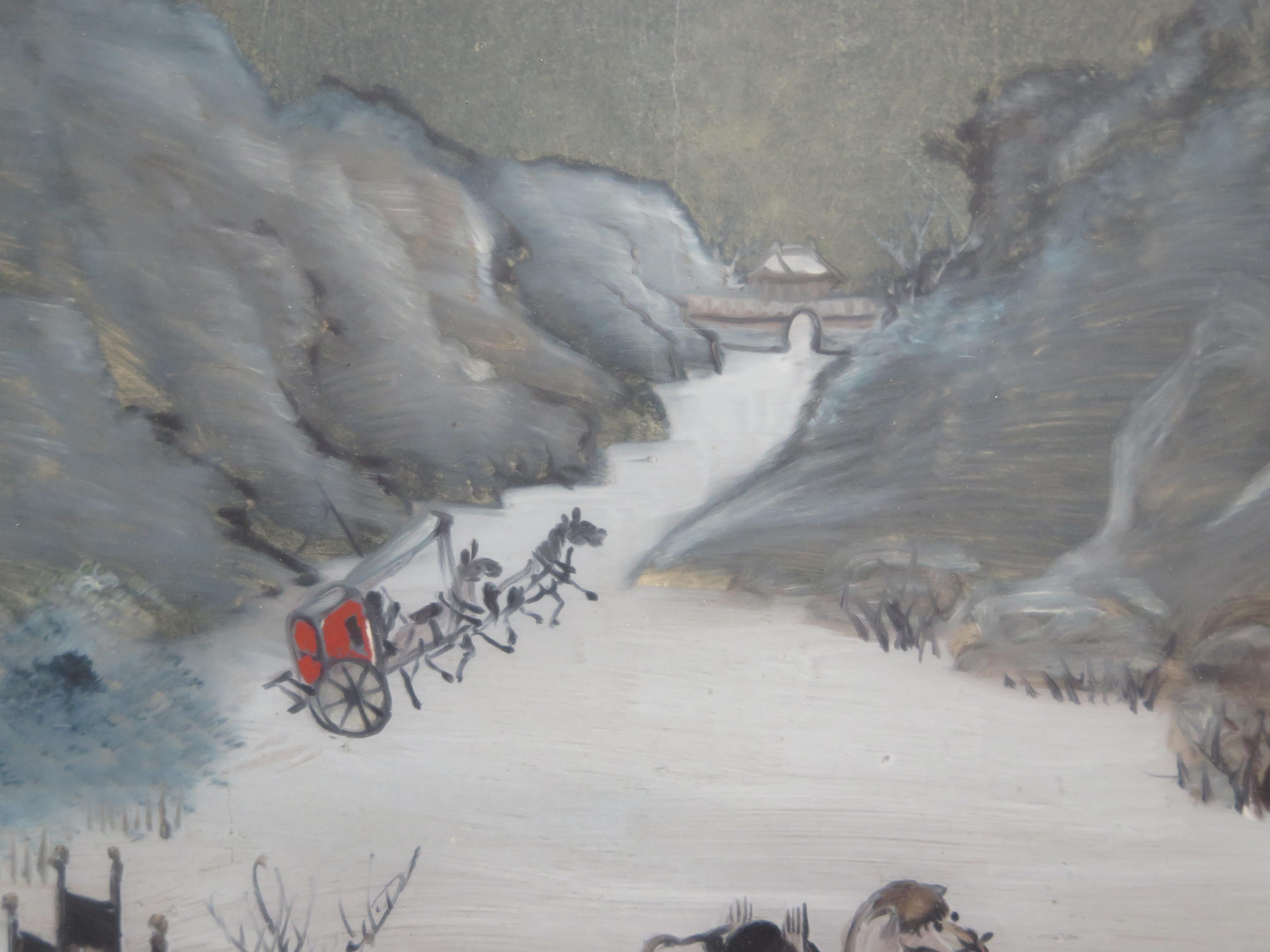 19th Century Chinese Reverse Painting on Glass For Sale 3