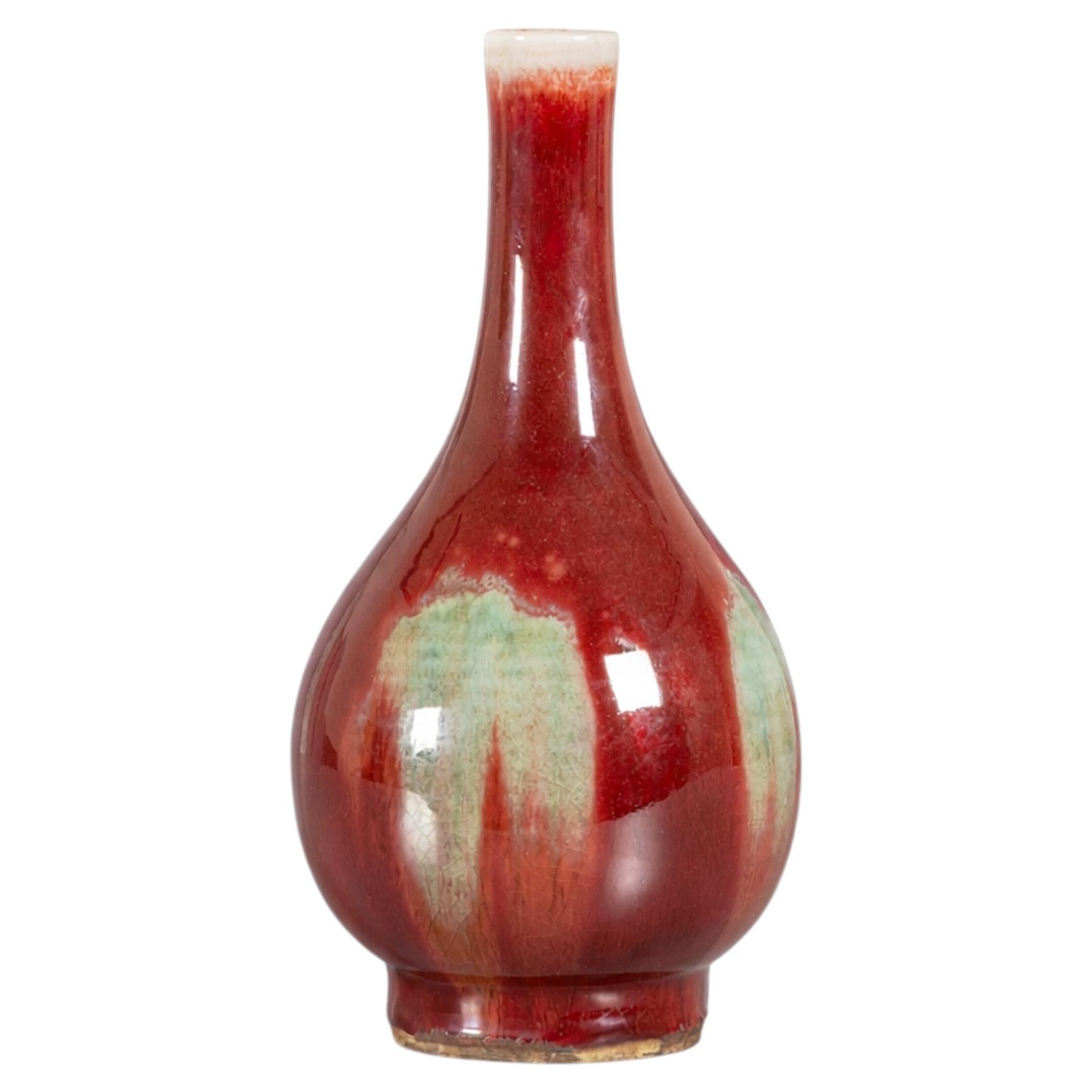Vaso in porcellana smaltata Sang de Boeuf cinese del XIX secolo