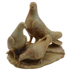 19th Century, Chinese Soapstone Carved Figure Group of Three Pigeons, circa 1895