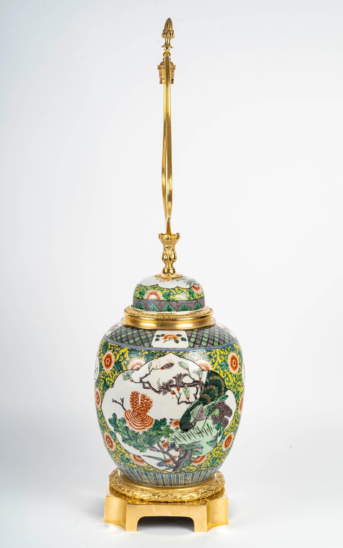 Lampe en forme de jarre à gingembre en porcelaine Samson de style chinois du 19e siècle en vente 2