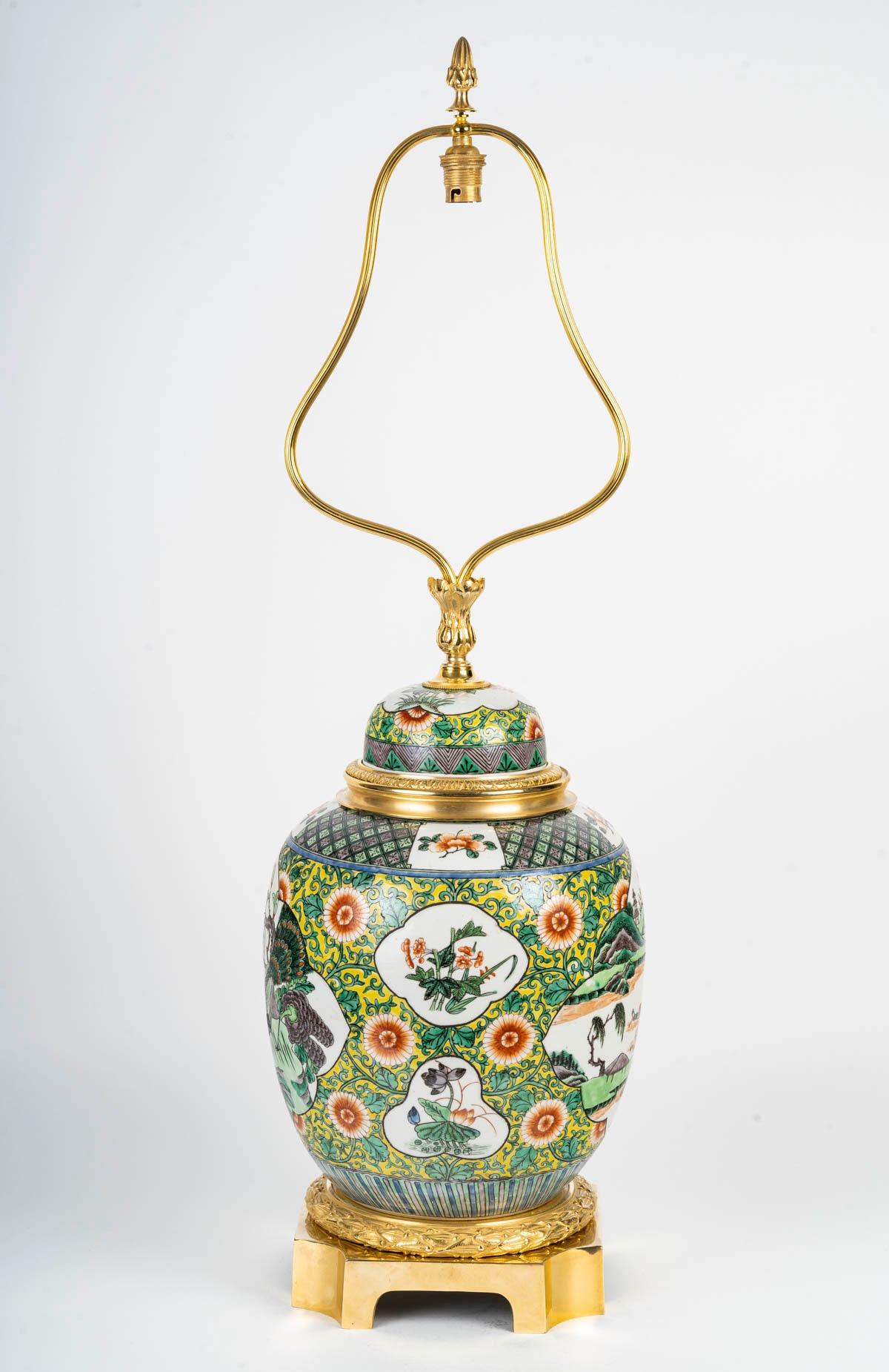 Lampe en forme de jarre à gingembre en porcelaine Samson de style chinois du 19e siècle en vente 3