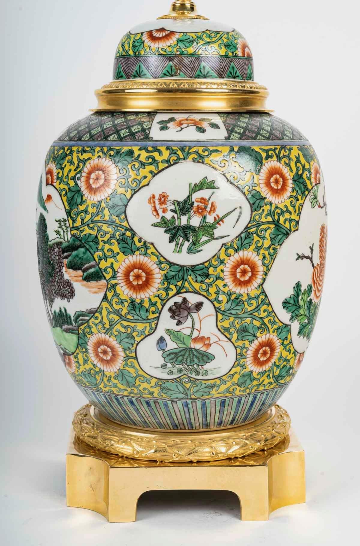 Lampe en forme de jarre à gingembre en porcelaine Samson de style chinois du 19e siècle Bon état - En vente à Saint-Ouen, FR