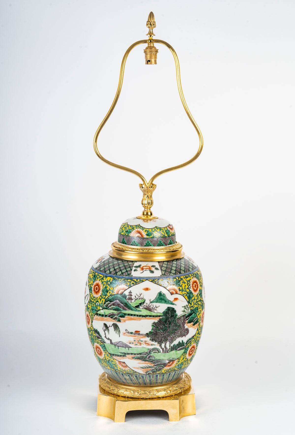 Lampe en forme de jarre à gingembre en porcelaine Samson de style chinois du 19e siècle en vente 1