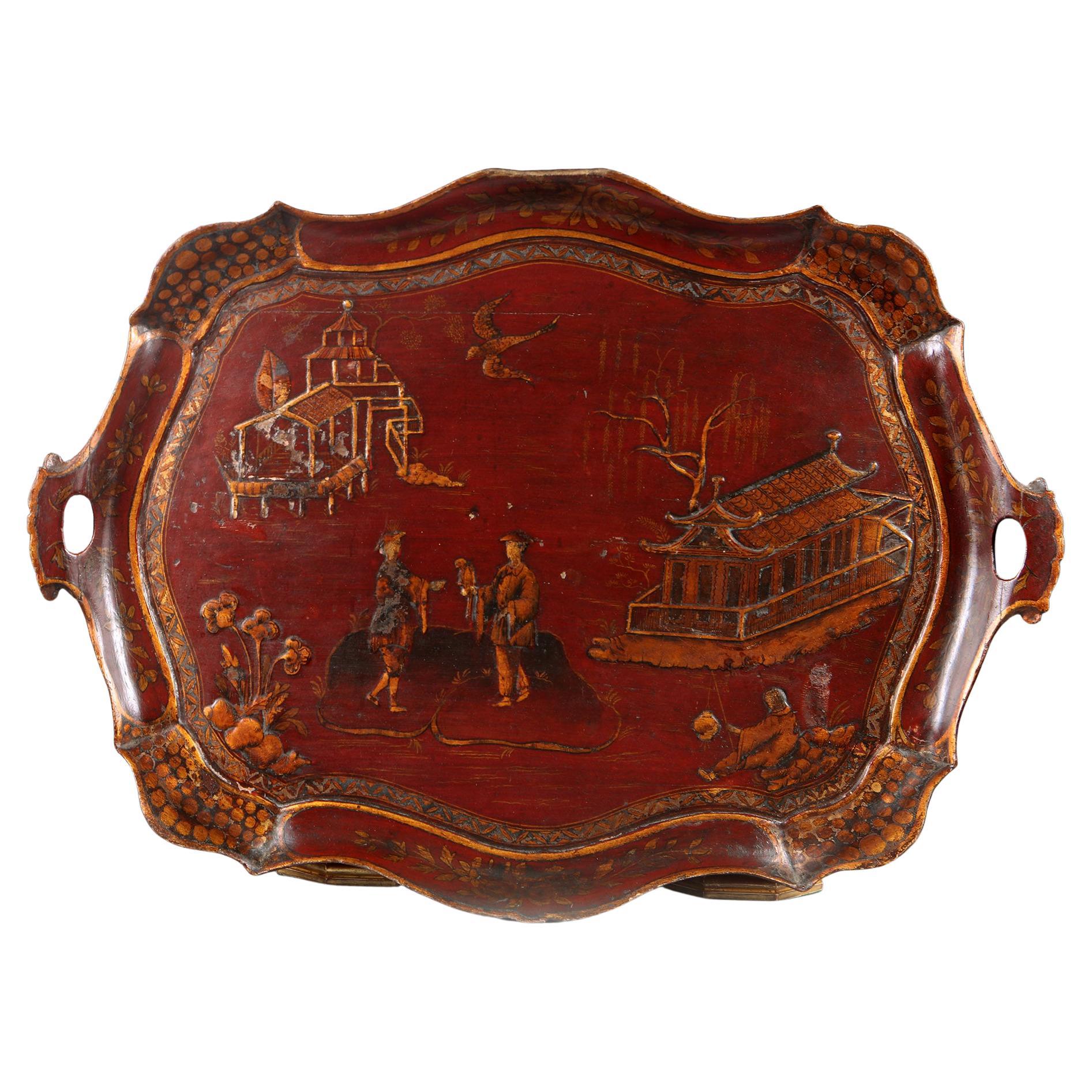 19th Century Chinoiserie Lacquered Tray