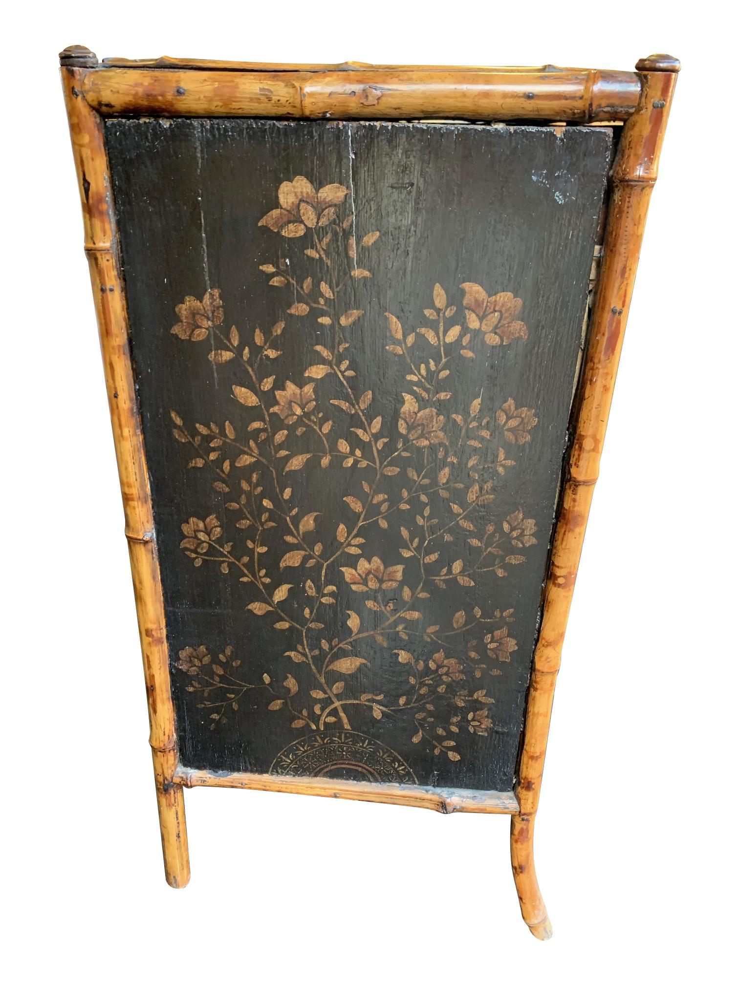 19th Century Chinoiserie Painted Bamboo Cabinet with Two Drawers and Two Doors In Good Condition In London, GB