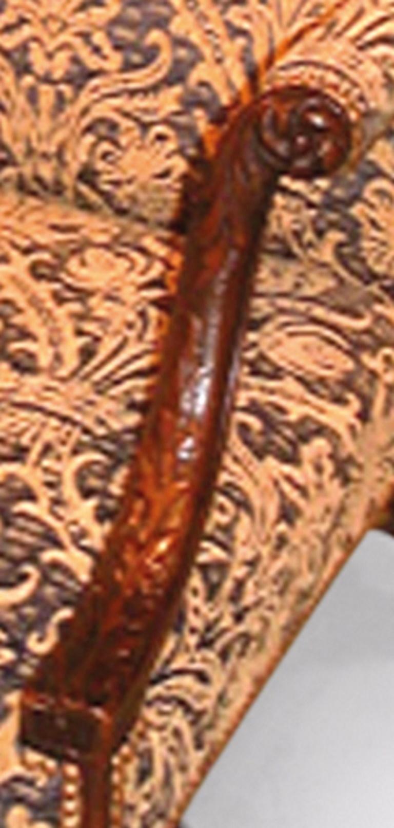 Anglais Fauteuil Gainsborough de style Chippendale du 19ème siècle en vente