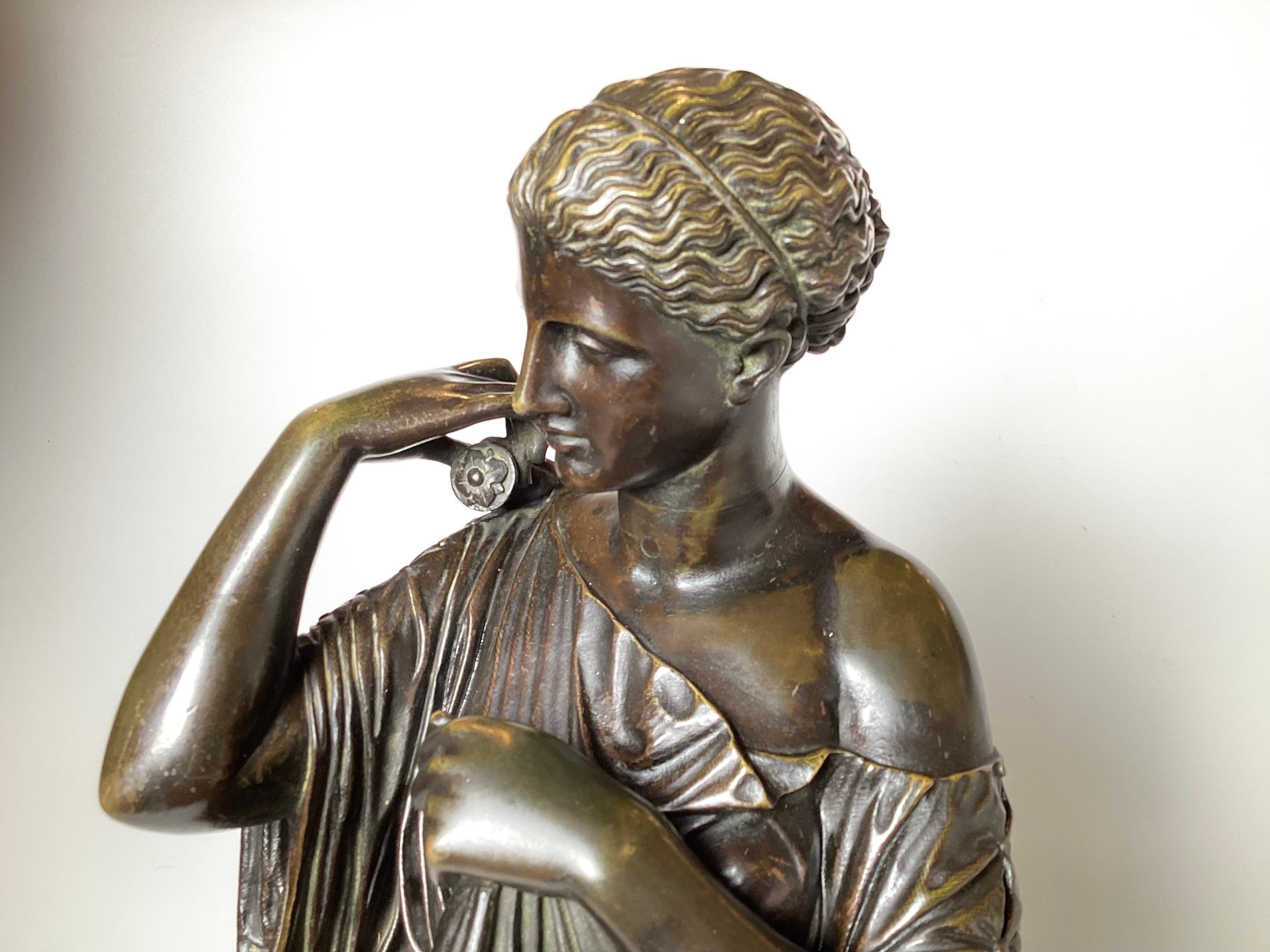 19th Century Classical Bronze Draped Female Sculpture, Signed Delafortaine For Sale 5