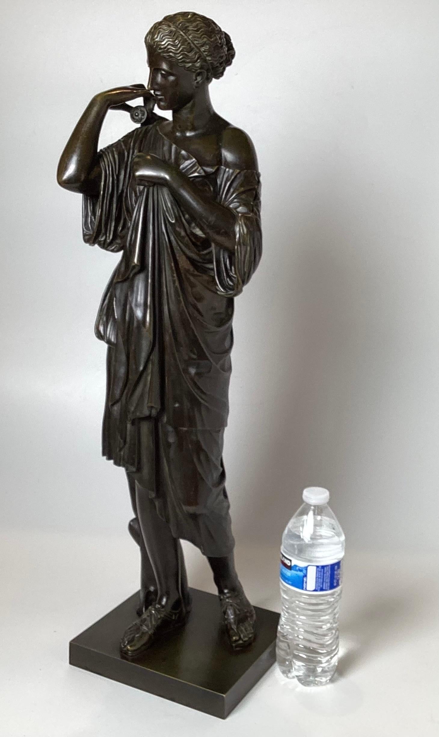 19th Century Classical Bronze Draped Female Sculpture, Signed Delafortaine For Sale 7