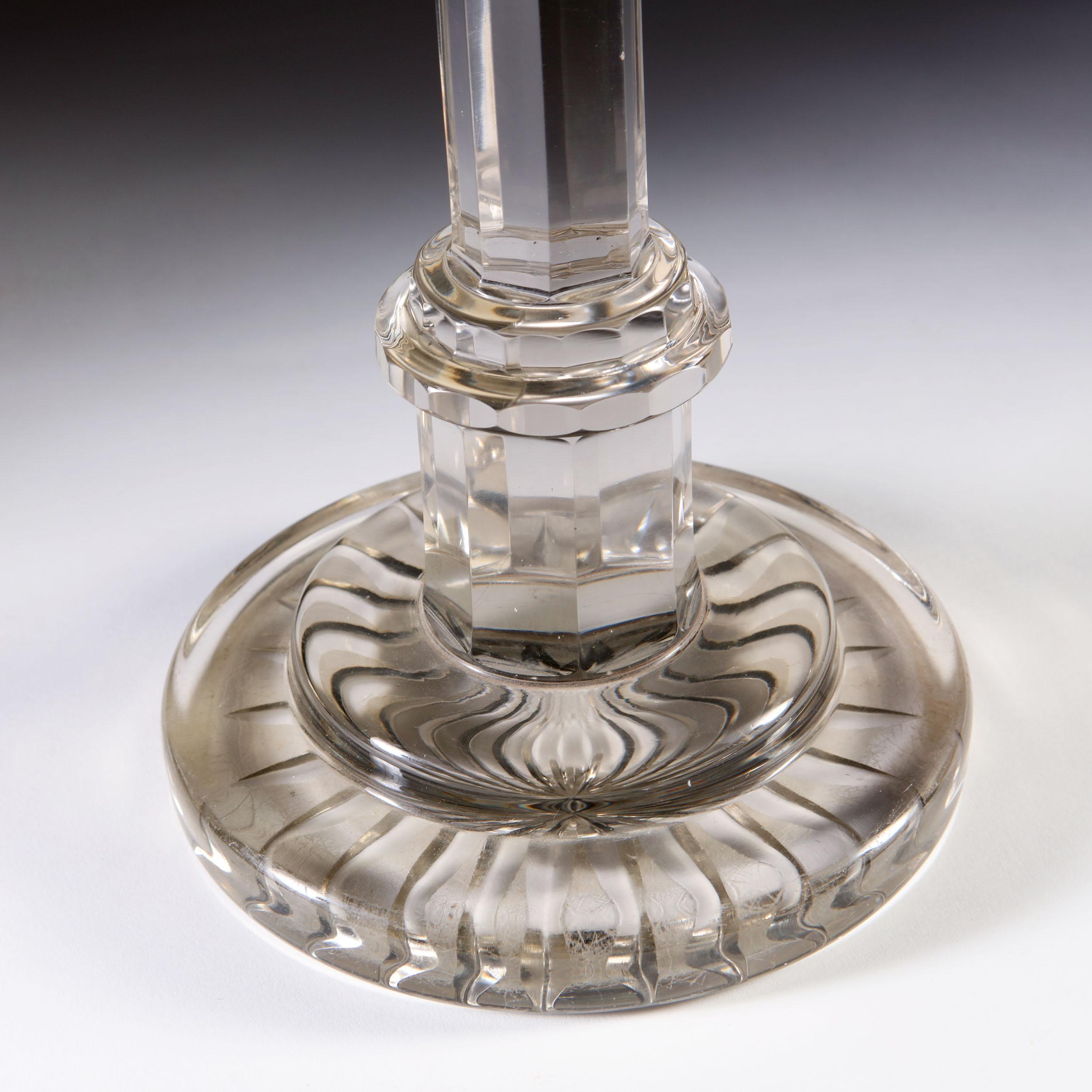19th Century Clear Cut Glass Column Table Lamp In Good Condition In London, GB