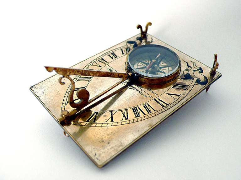 French 19th Century Compass Sundial, Jacque Linedal, Dieppe France