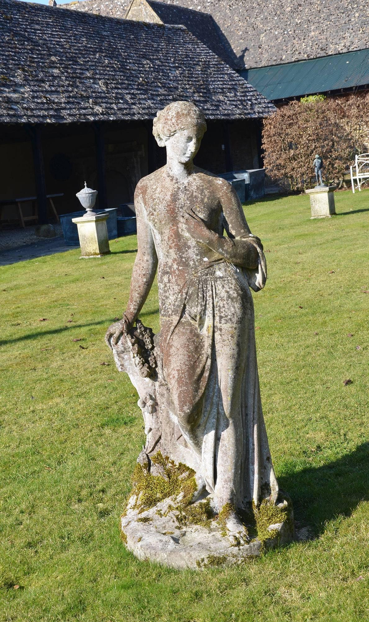 19th Century Composition Stone Garden Figure of Flora by Austin and Seeley In Good Condition In Gloucestershire, GB