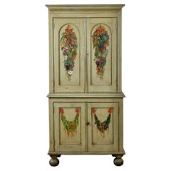 Armoire ou Larder peinte continentale du 19ème siècle