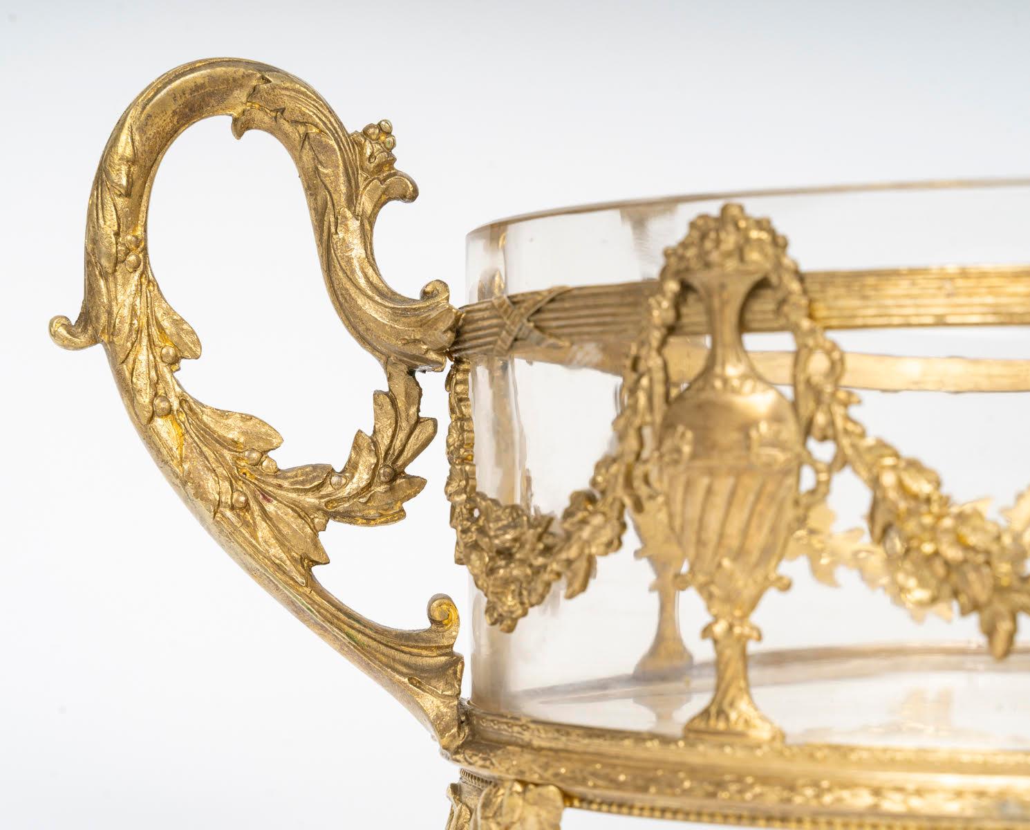 Dorato Ciotola in cristallo e ormolu del XIX secolo, periodo Napoleone III. in vendita