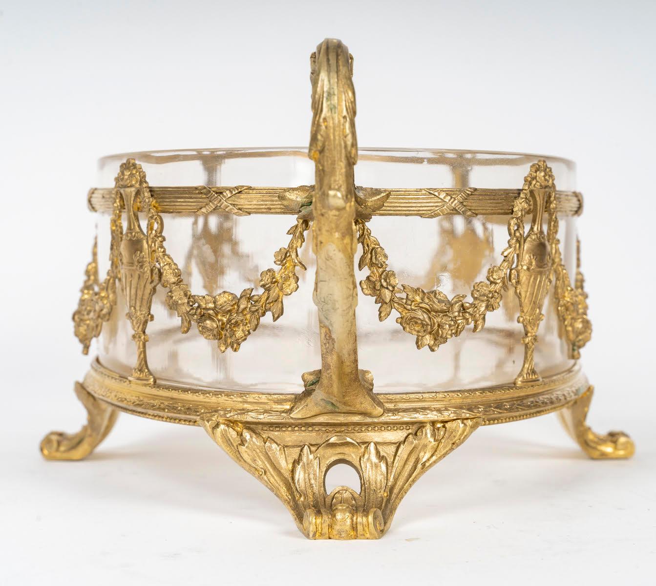 Ciotola in cristallo e ormolu del XIX secolo, periodo Napoleone III. In condizioni buone in vendita a Saint-Ouen, FR