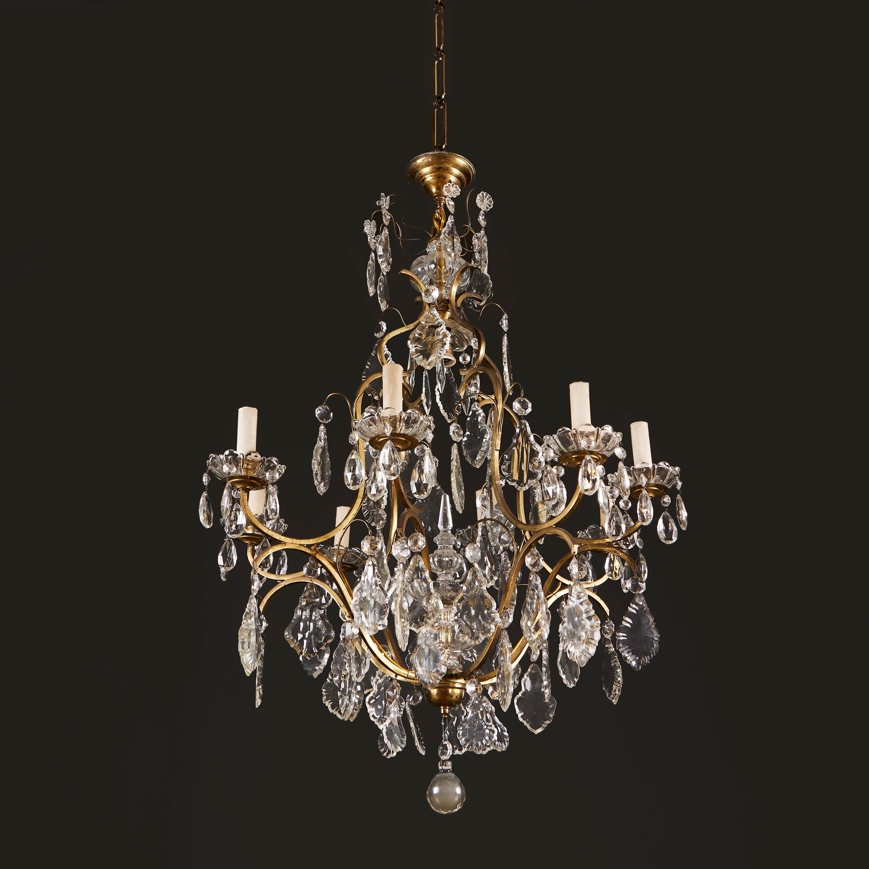 French 19th Century Cut Glass Chandelier