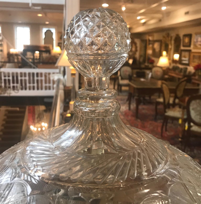 19th Century Cut Glass Punch Bowl with Lid For Sale at 1stDibs