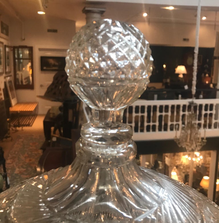 19th Century Cut Glass Punch Bowl with Lid For Sale at 1stDibs