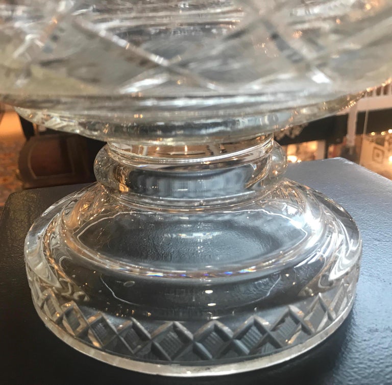 19th Century Cut Glass Punch Bowl with Lid For Sale at 1stDibs