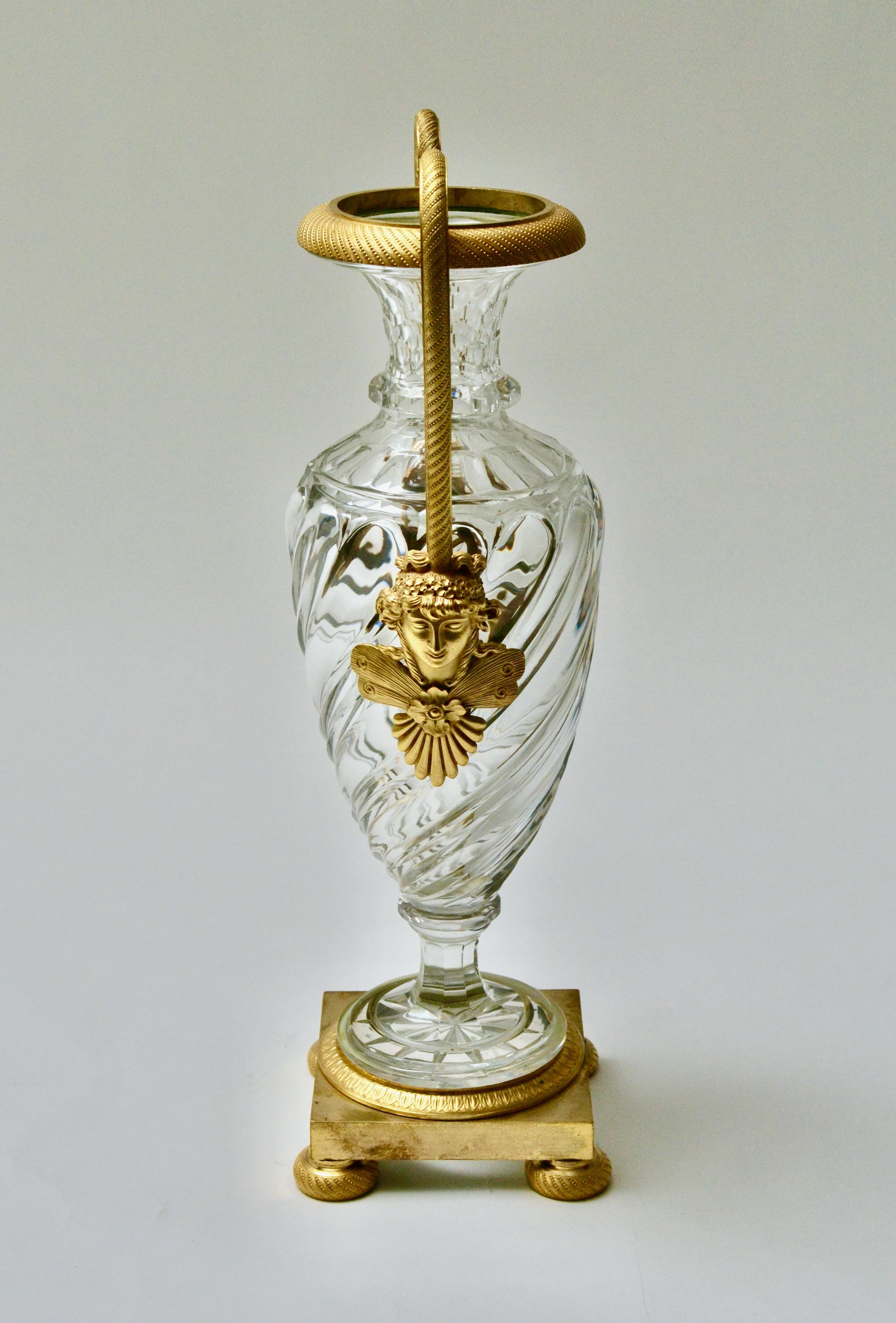 French A 19th Century Cut Glass Vase With Gilt Bronze mounts.