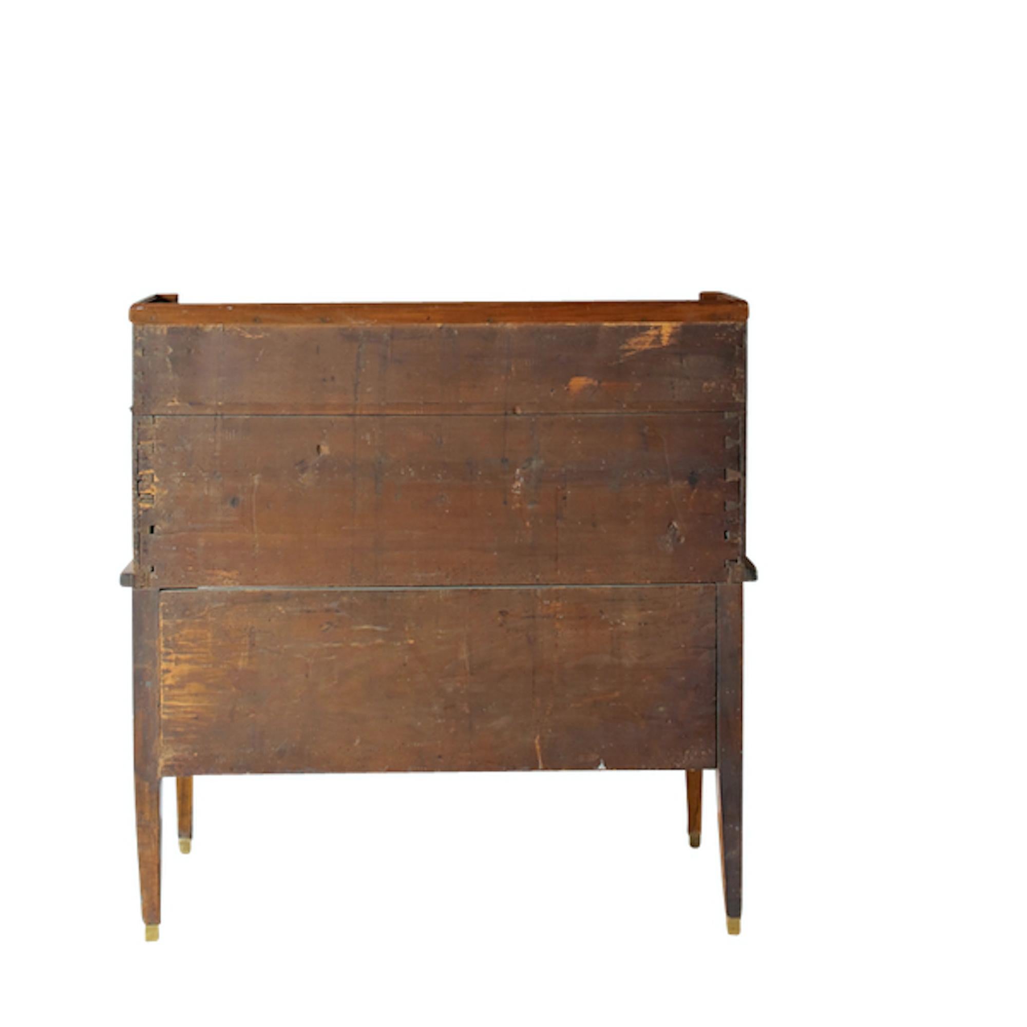 A 19th Century Directoire Period Walnut Cylinder Roll Top Writing Desk In Good Condition For Sale In Toorak, VIC