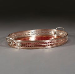 Vassoio d'argento del XIX secolo Directoire con lacca rossa