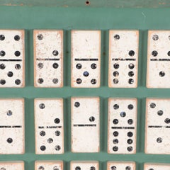 19th Century Dominoes Folk Art Assemblage Encased in a Green Painted Wood Fra
