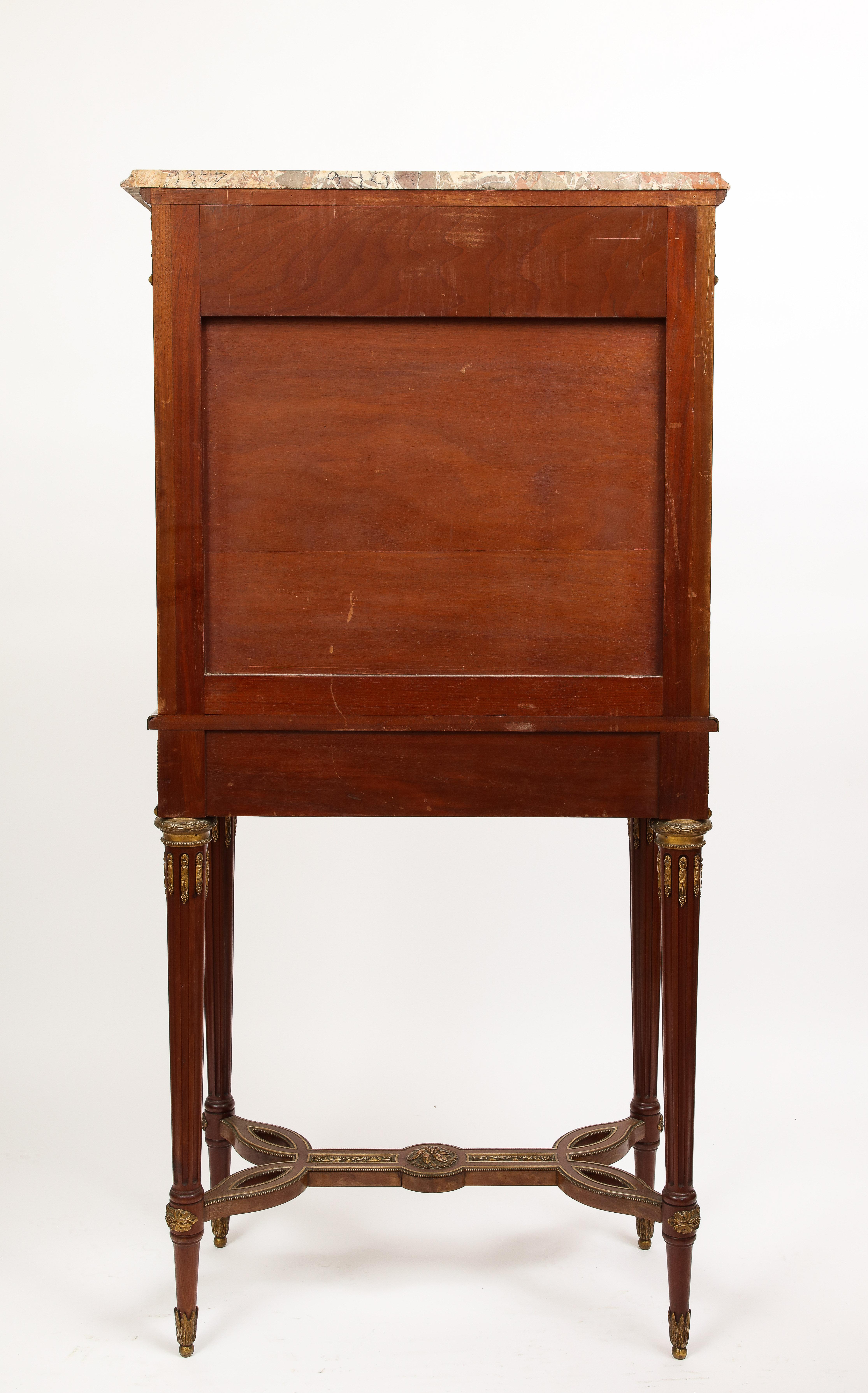 19th Century Dore Bronze and Sèvres Porcelain Mounted Parquetry Cabinet For Sale 7
