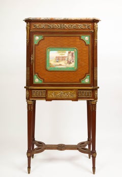 19th Century Dore Bronze and Sèvres Porcelain Mounted Parquetry Cabinet
