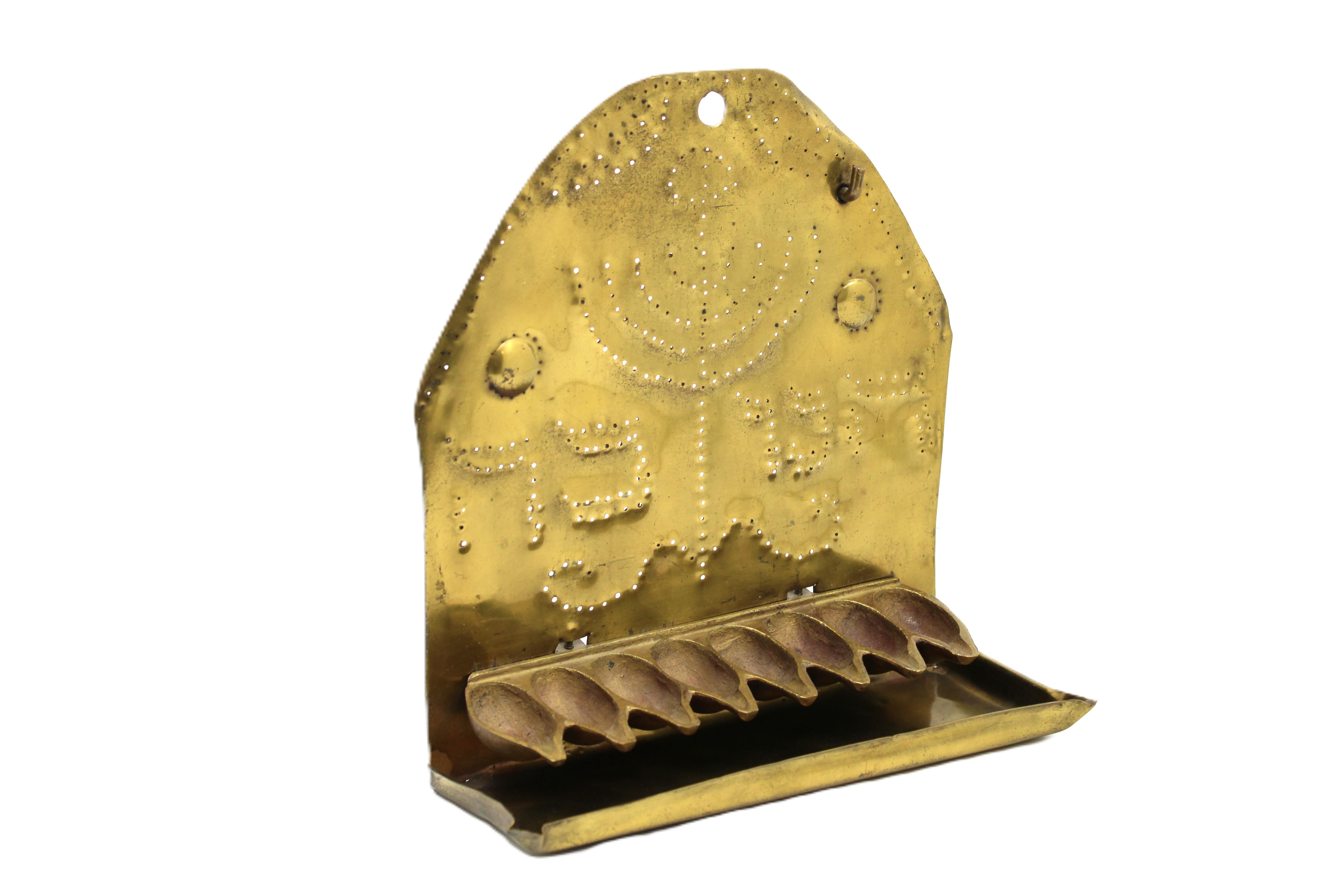 A 19th Century Dutch Brass Hanukkah Lamp Bon état - En vente à New York, NY
