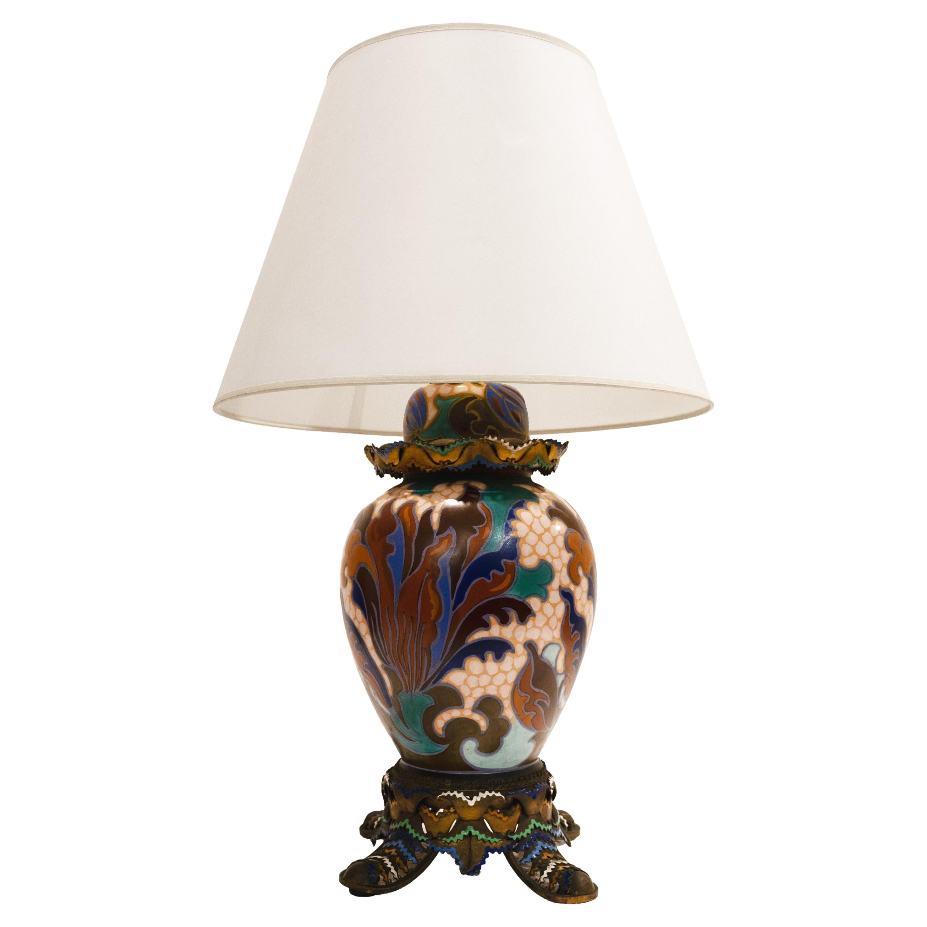 A 19th-Century Dutch Gouda Porcelain Table Lamp