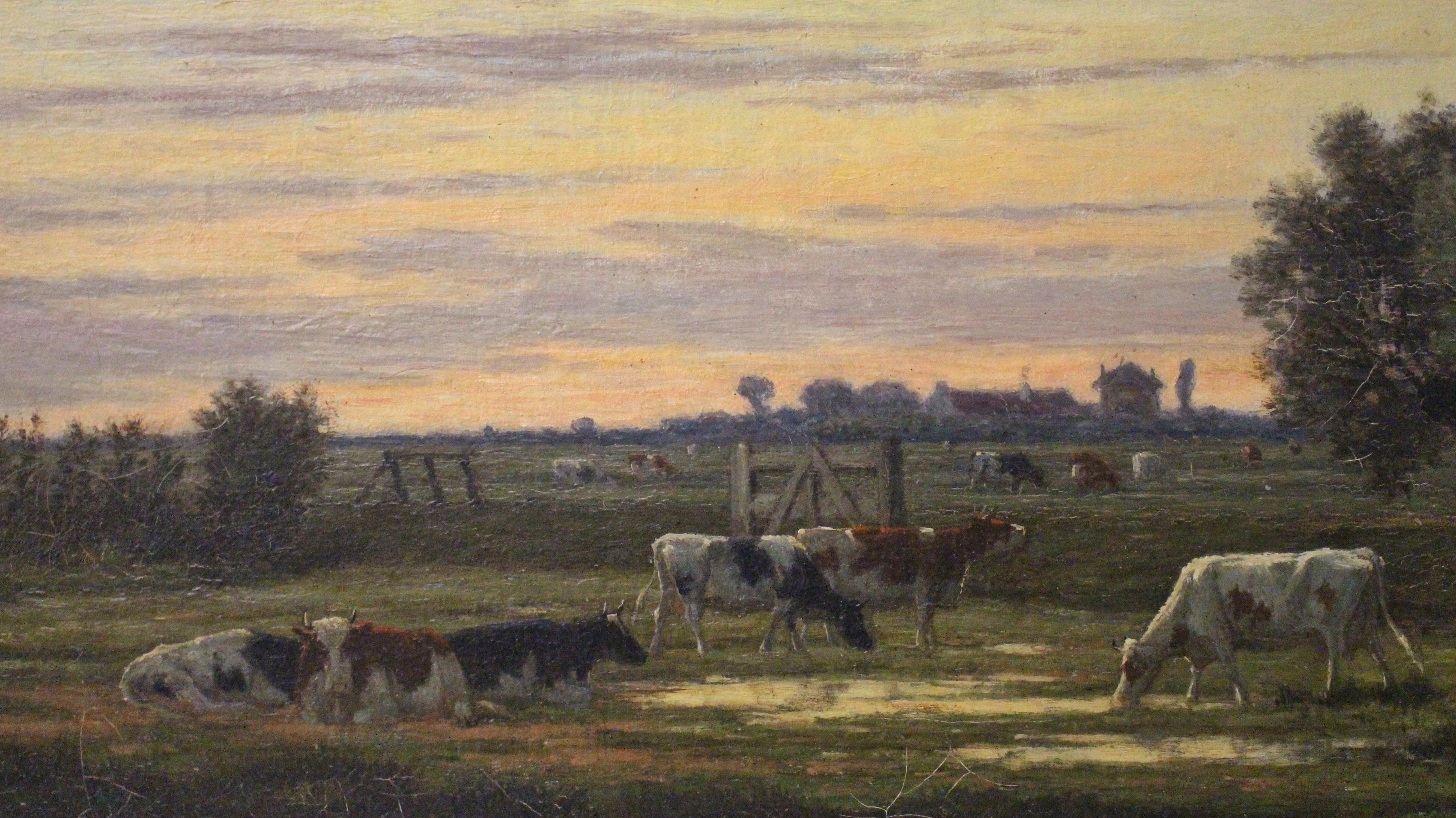 Gilt 19th Century Dutch Bucolic Landscape by Jan Nicholaus Lockhorst