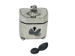 A 19th Century Dutch miniature Doll house silver tea caddy