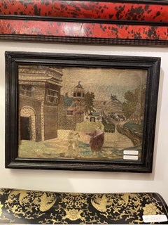 A 19th Century Dutch Naive Needlework in Ebonized Timber Frame