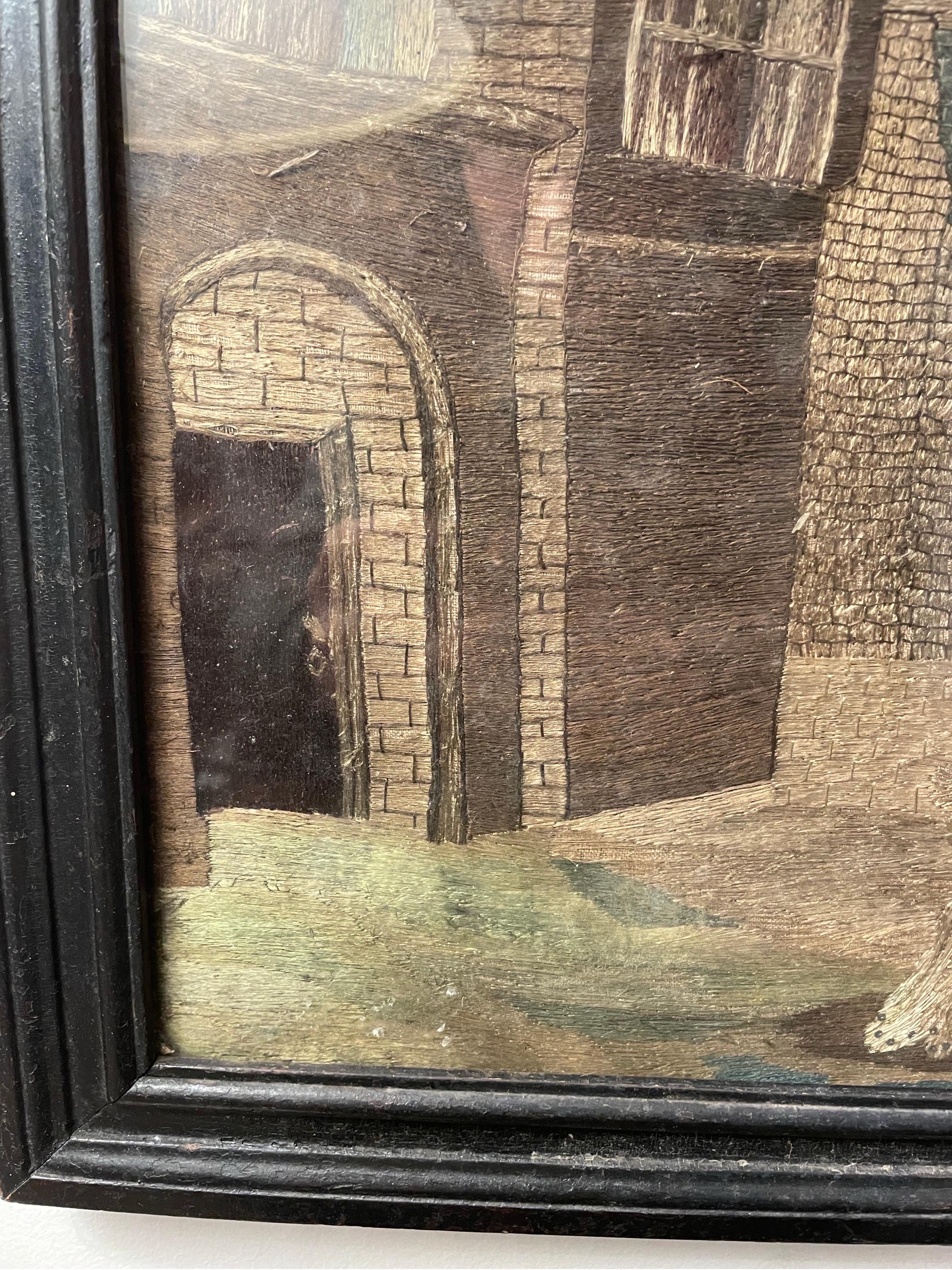 A 19th Century Dutch Naive Needlework in Ebonized Timber Frame For Sale 1