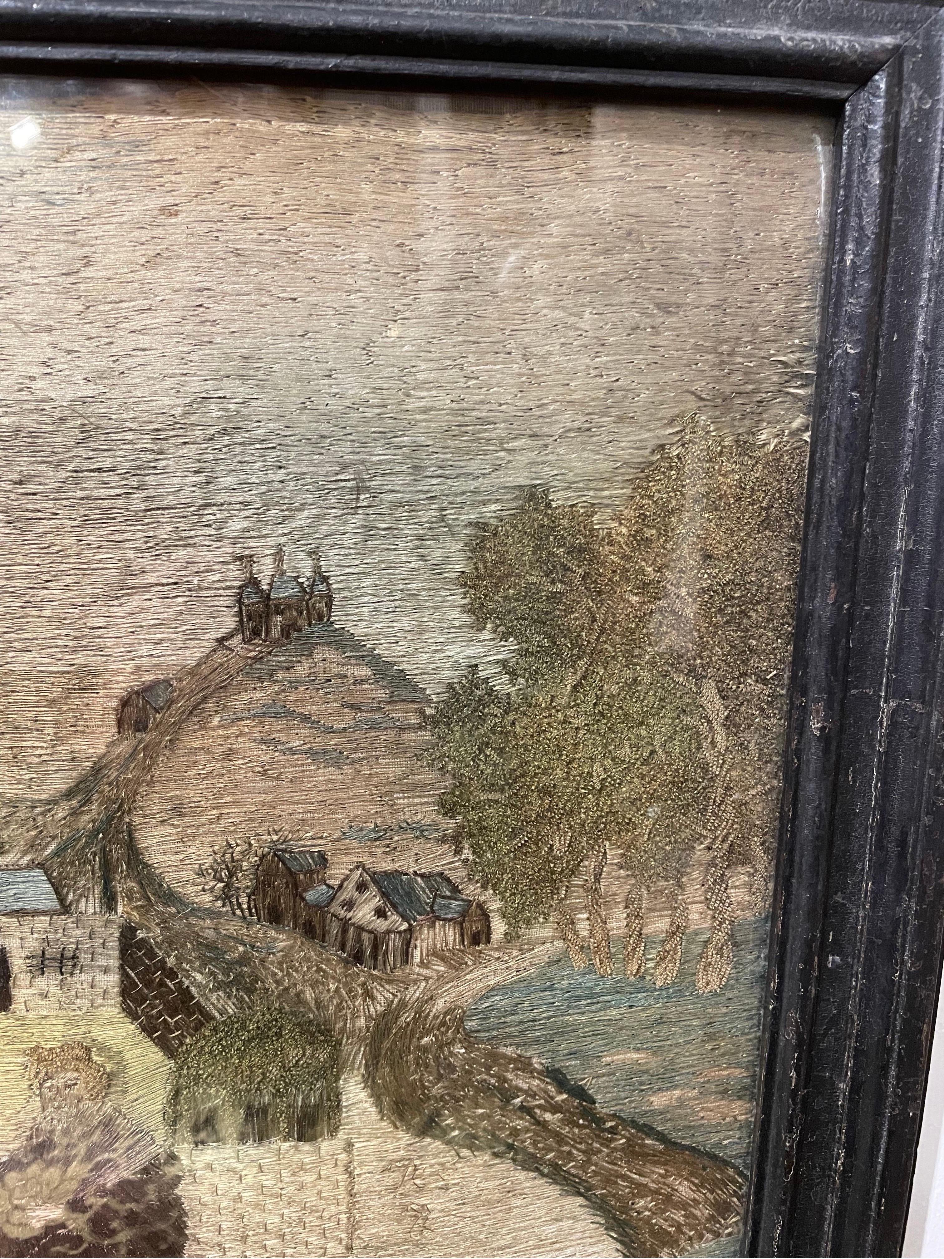 A 19th Century Dutch Naive Needlework in Ebonized Timber Frame For Sale 2