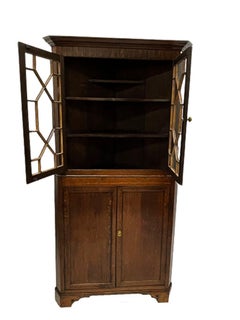 19th Century Dutch Oak Display Corner Cabinet