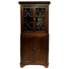Antique 19th Century Dutch Oak Display Corner Cabinet