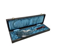 19th Century Dutch Silver Fish Server with Agate by Schouten, Amsterdam , 1865