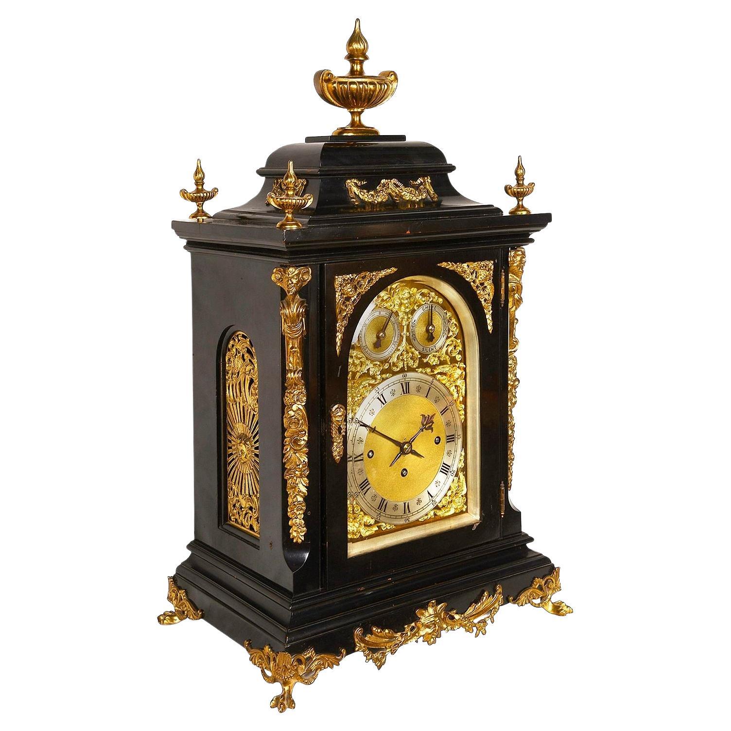 19th Century Ebonized Westminster Chiming Mantel Clock For Sale