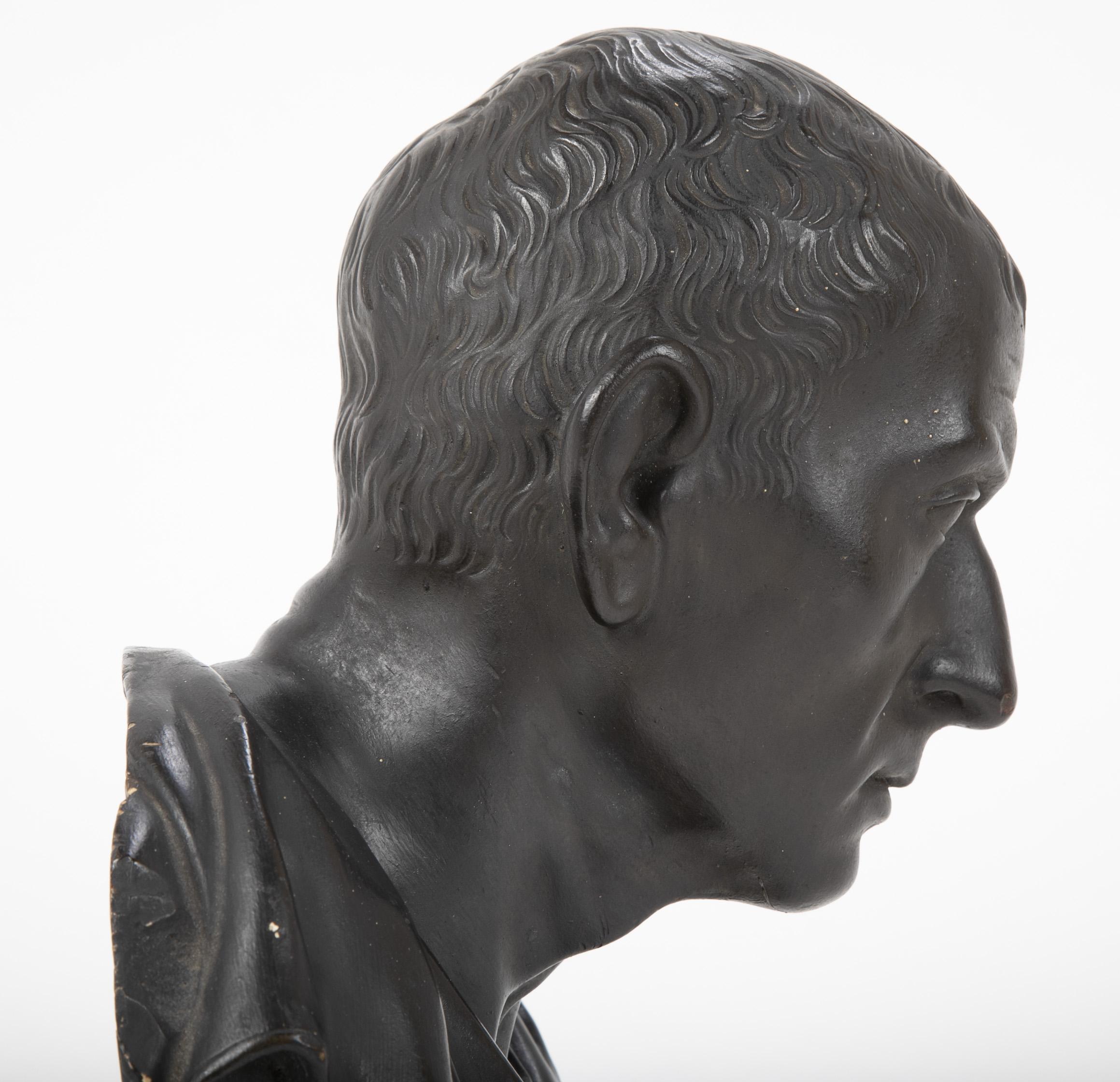 19th Century Ebonized Plaster Bust of Marcus Tulles Cicero For Sale 6