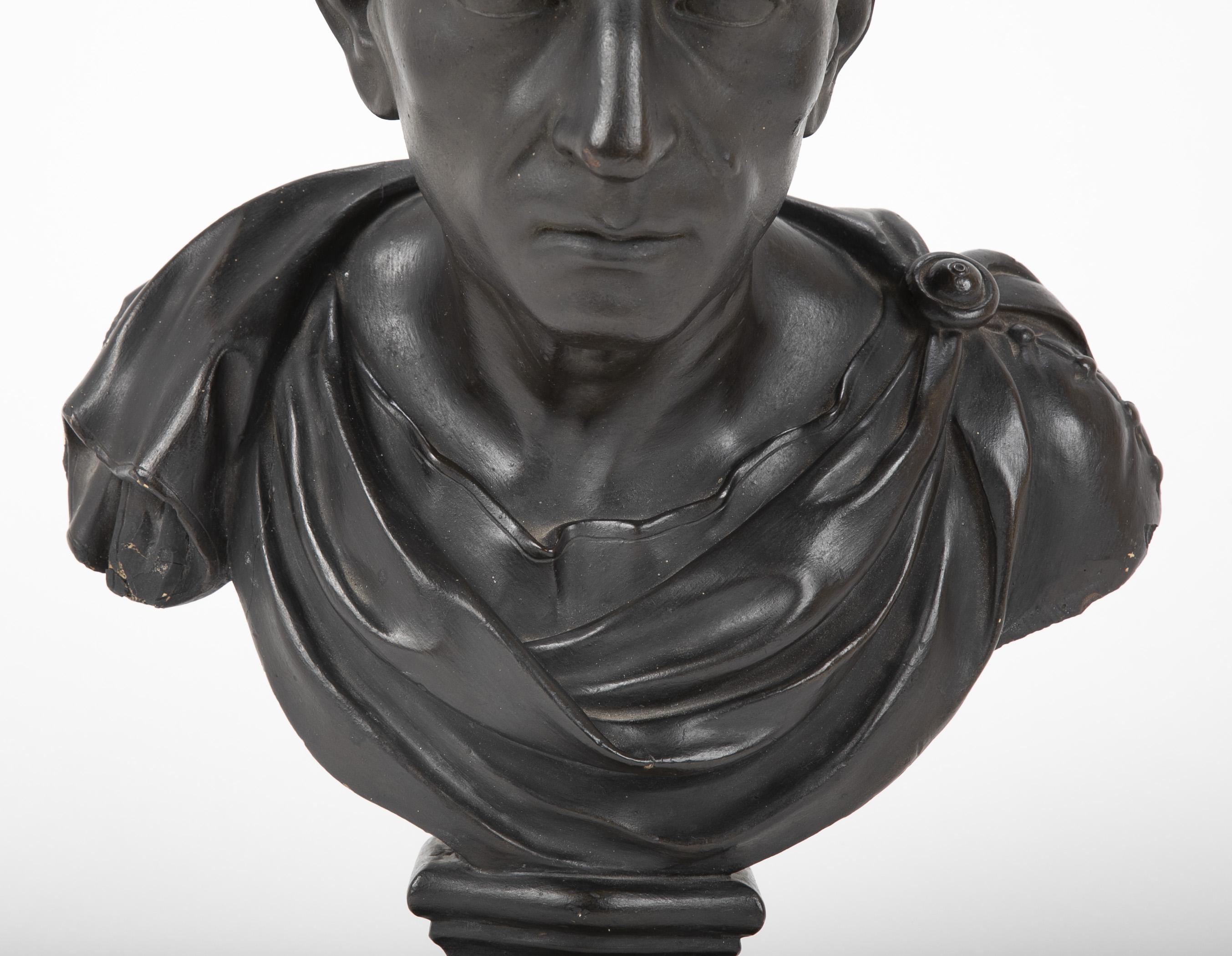 English 19th Century Ebonized Plaster Bust of Marcus Tulles Cicero For Sale